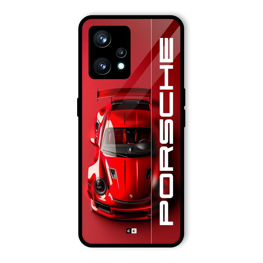 Red Porsche Glass Back Case for Realme Narzo 50 Pro