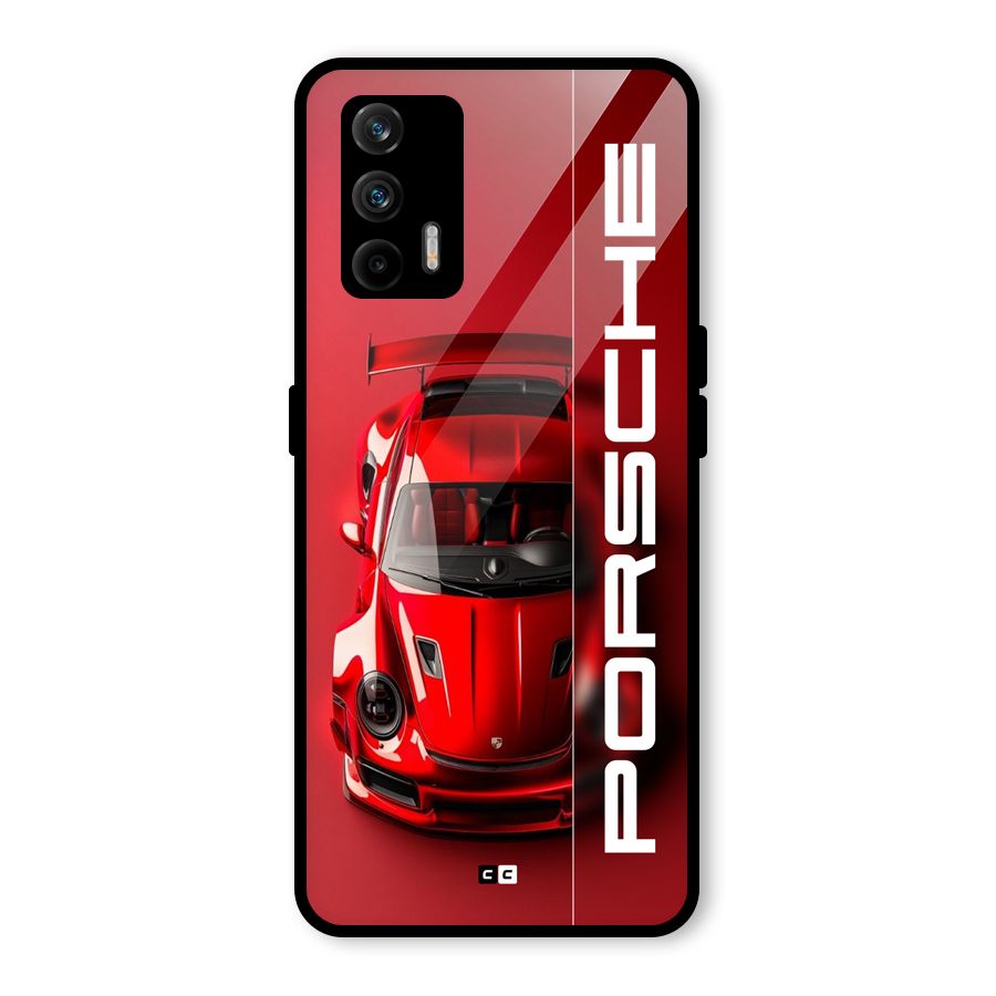 Red Porsche Glass Back Case for Realme X7 Max