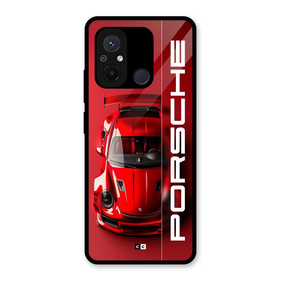 Red Porsche Glass Back Case for Redmi 12C