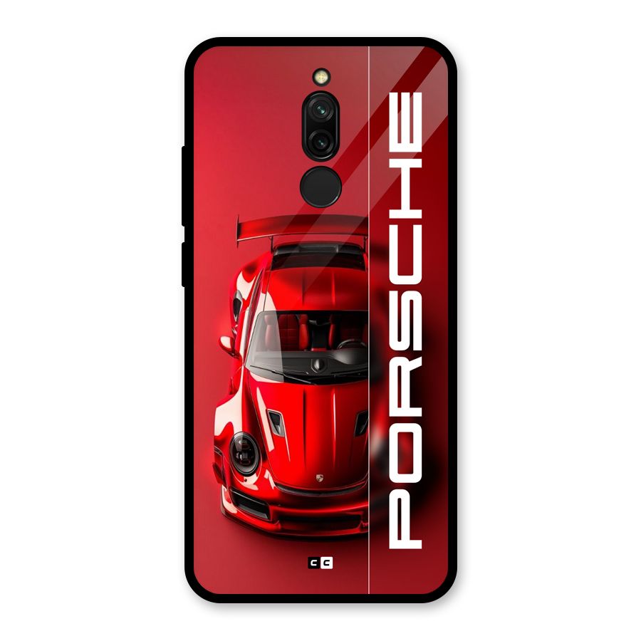 Red Porsche Glass Back Case for Redmi 8