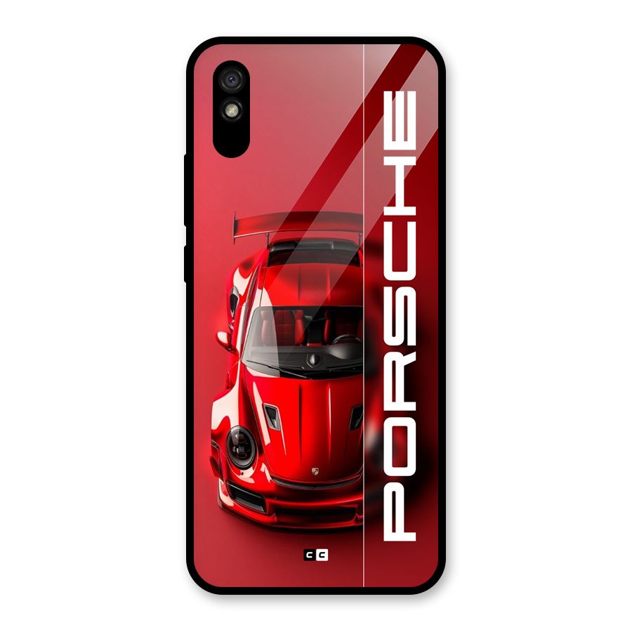 Red Porsche Glass Back Case for Redmi 9A