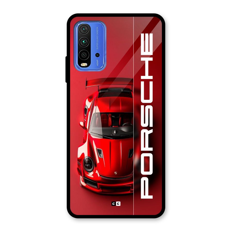 Red Porsche Glass Back Case for Redmi 9 Power