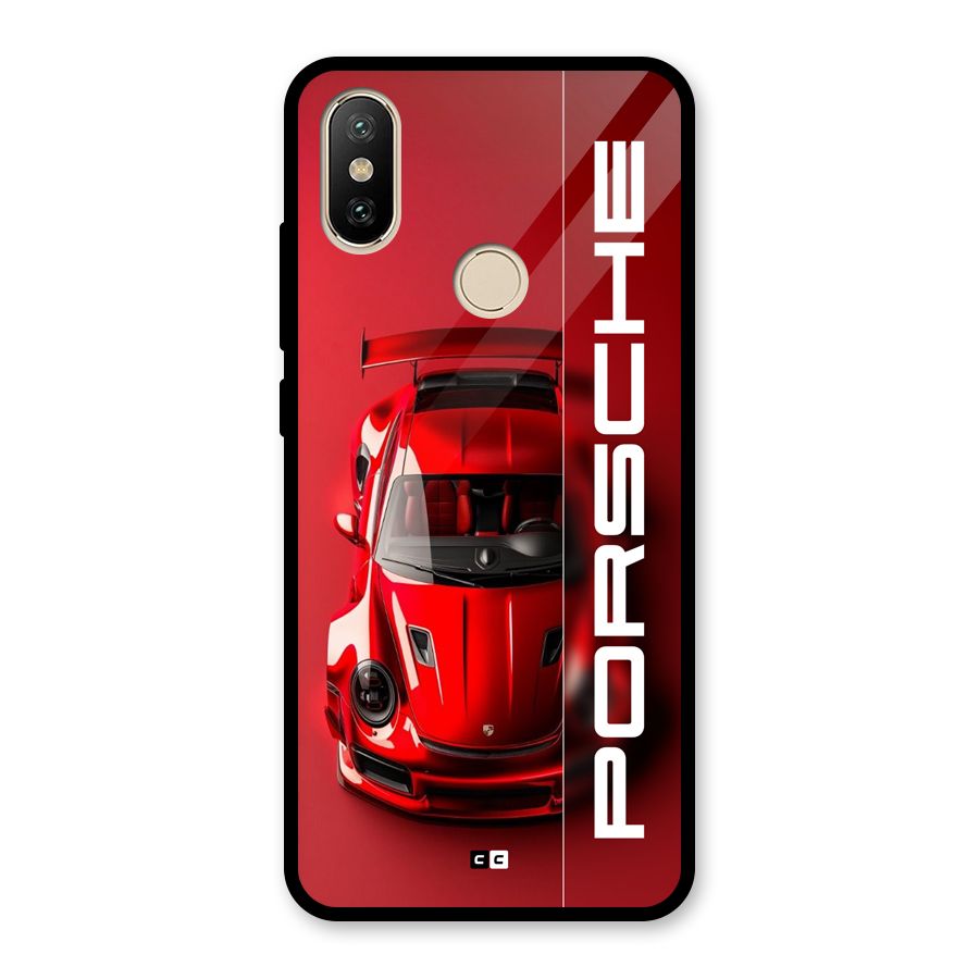 Red Porsche Glass Back Case for Redmi A2