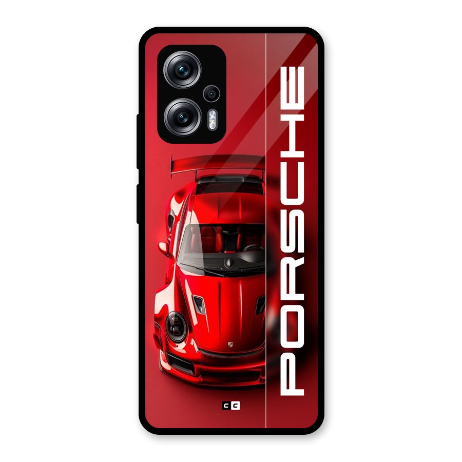 Red Porsche Glass Back Case for Redmi K50i