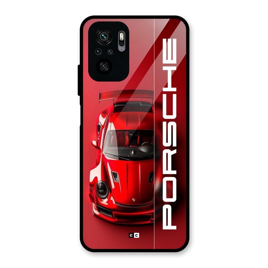 Red Porsche Glass Back Case for Redmi Note 10S