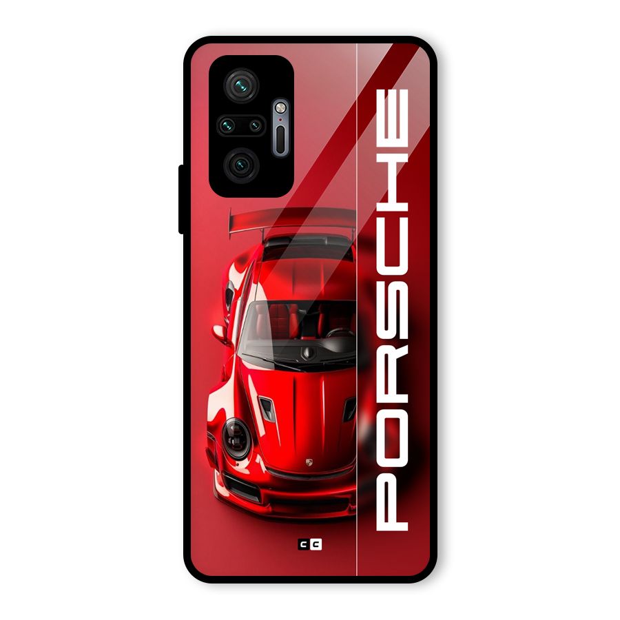 Red Porsche Glass Back Case for Redmi Note 10 Pro Max