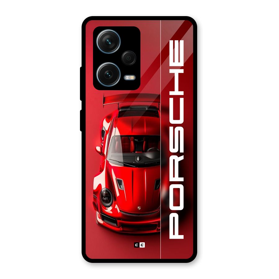 Red Porsche Glass Back Case for Redmi Note 12 Pro Plus 5G