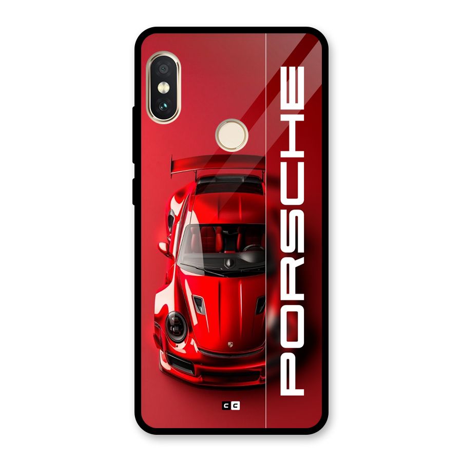 Red Porsche Glass Back Case for Redmi Note 5 Pro