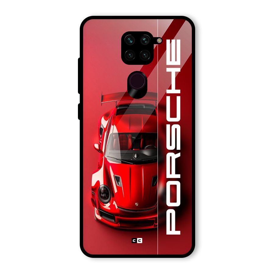 Red Porsche Glass Back Case for Redmi Note 9