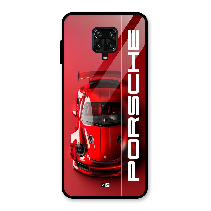 Red Porsche Glass Back Case for Redmi Note 9 Pro