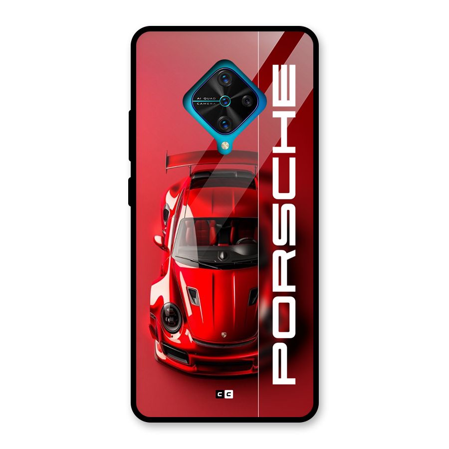 Red Porsche Glass Back Case for Vivo S1 Pro