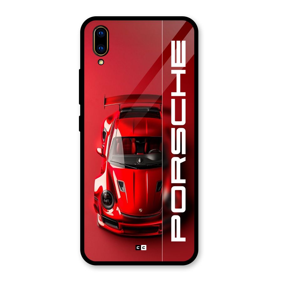 Red Porsche Glass Back Case for Vivo V11 Pro