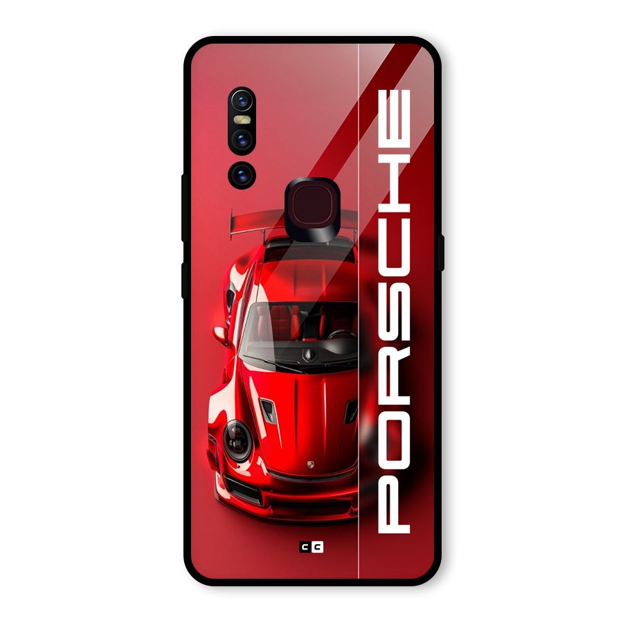 Red Porsche Glass Back Case for Vivo V15
