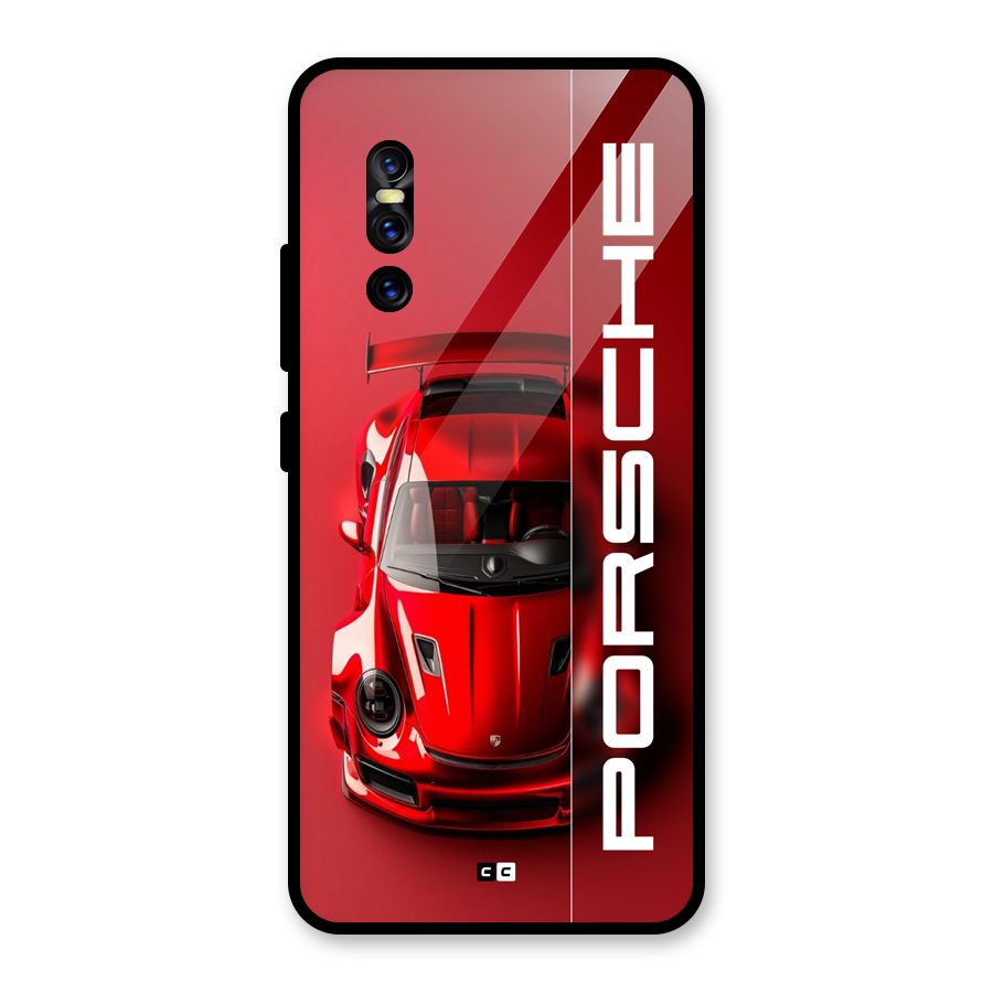 Red Porsche Glass Back Case for Vivo V15 Pro