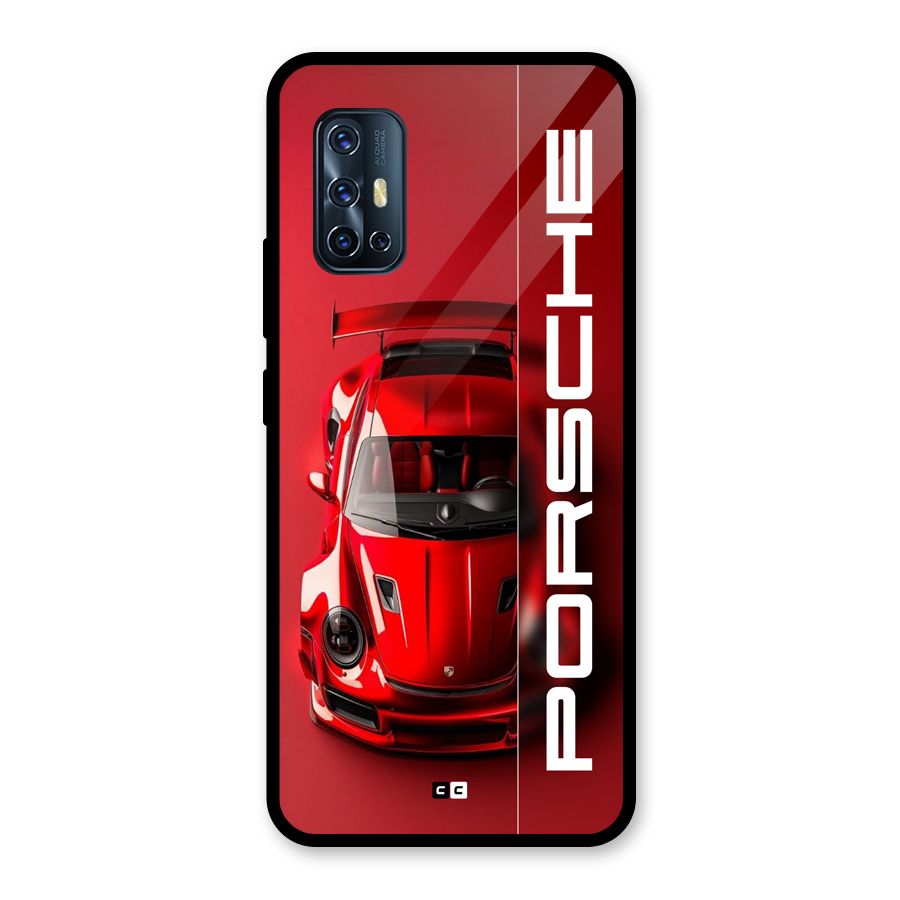 Red Porsche Glass Back Case for Vivo V17