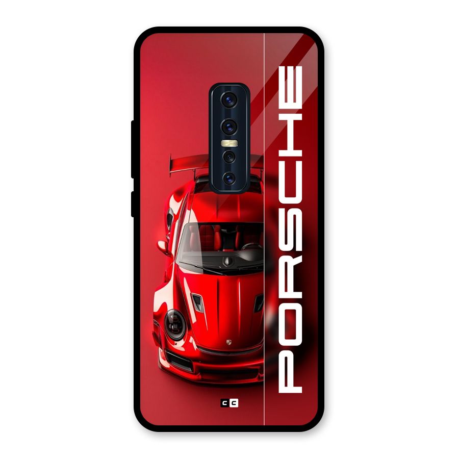 Red Porsche Glass Back Case for Vivo V17 Pro