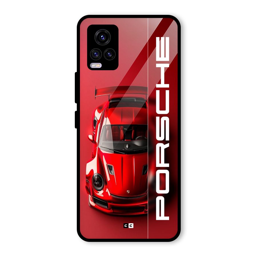 Red Porsche Glass Back Case for Vivo V20