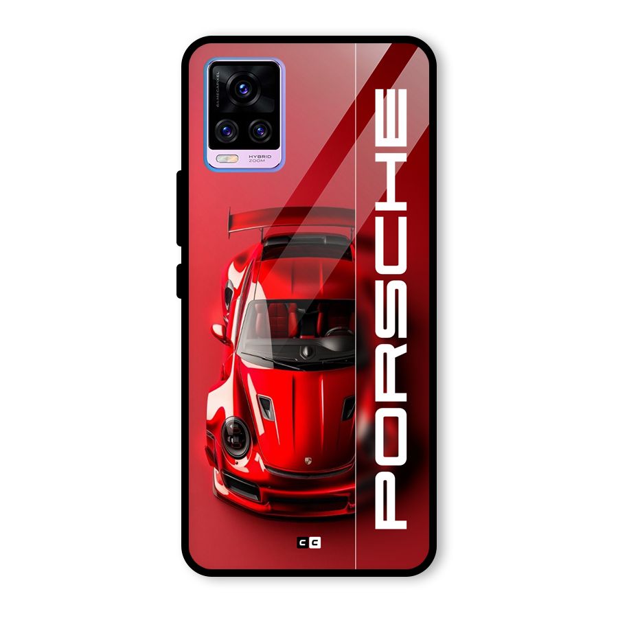 Red Porsche Glass Back Case for Vivo V20 Pro