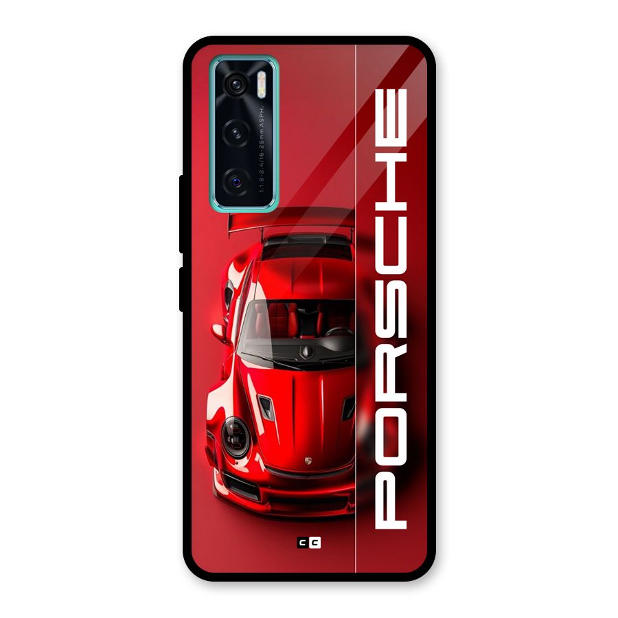 Red Porsche Glass Back Case for Vivo V20 SE