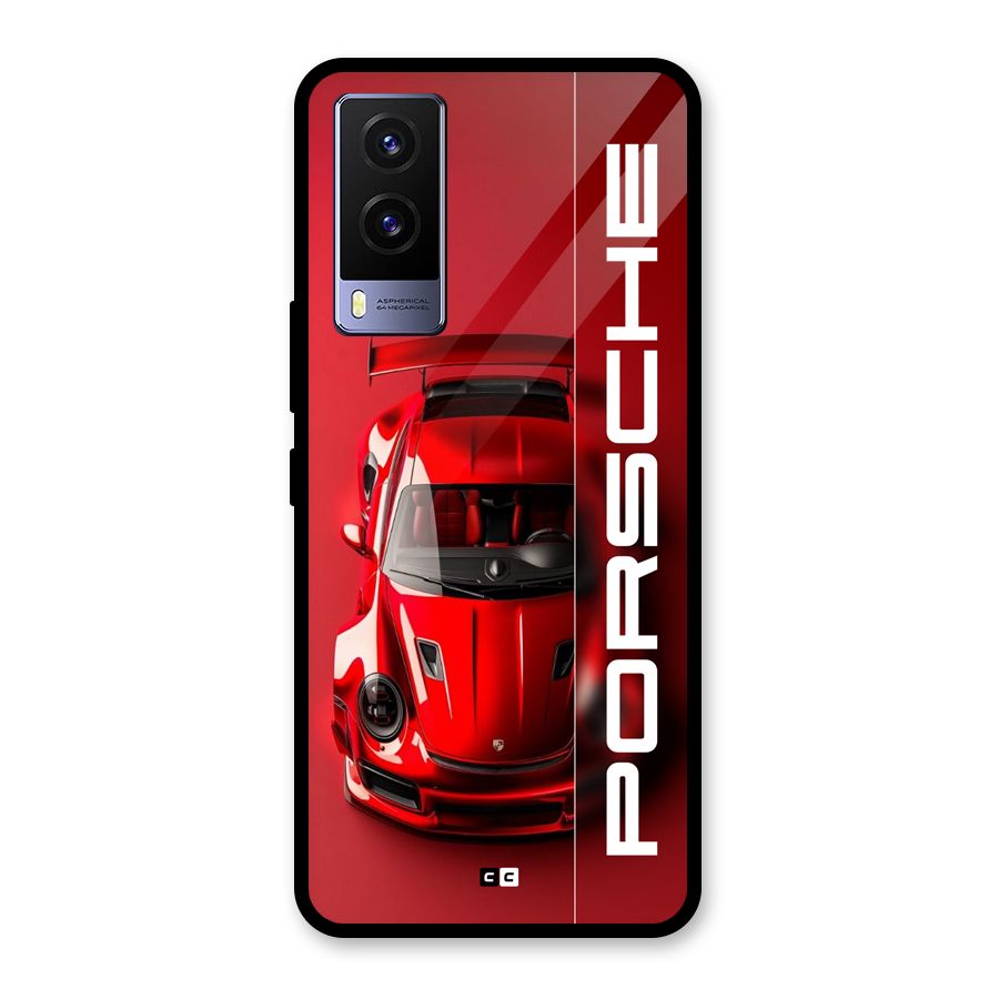 Red Porsche Glass Back Case for Vivo V21e 5G