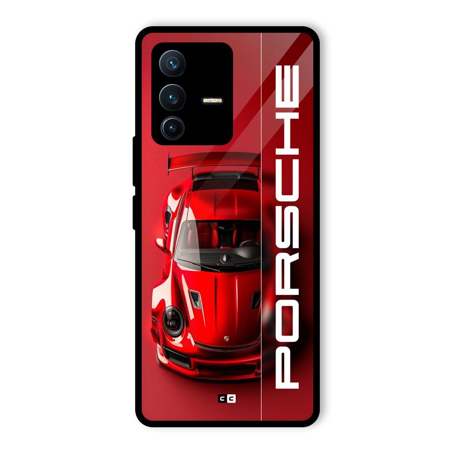 Red Porsche Glass Back Case for Vivo V23 Pro
