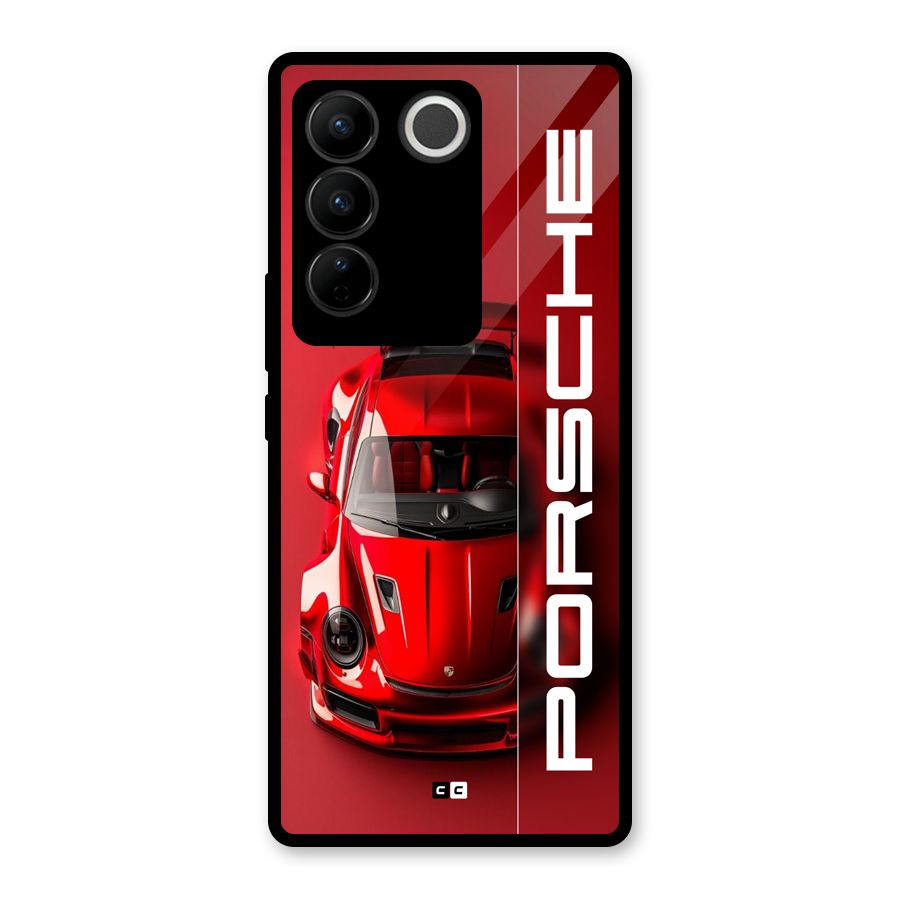 Red Porsche Glass Back Case for Vivo V27 Pro
