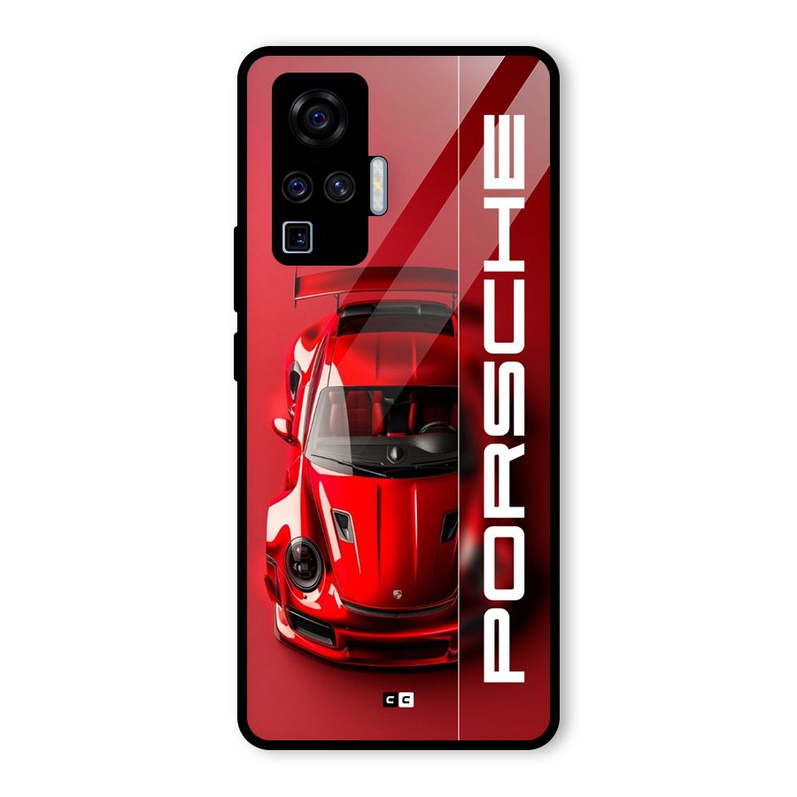 Red Porsche Glass Back Case for Vivo X50 Pro