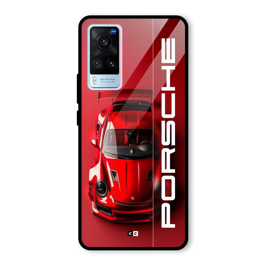 Red Porsche Glass Back Case for Vivo X60
