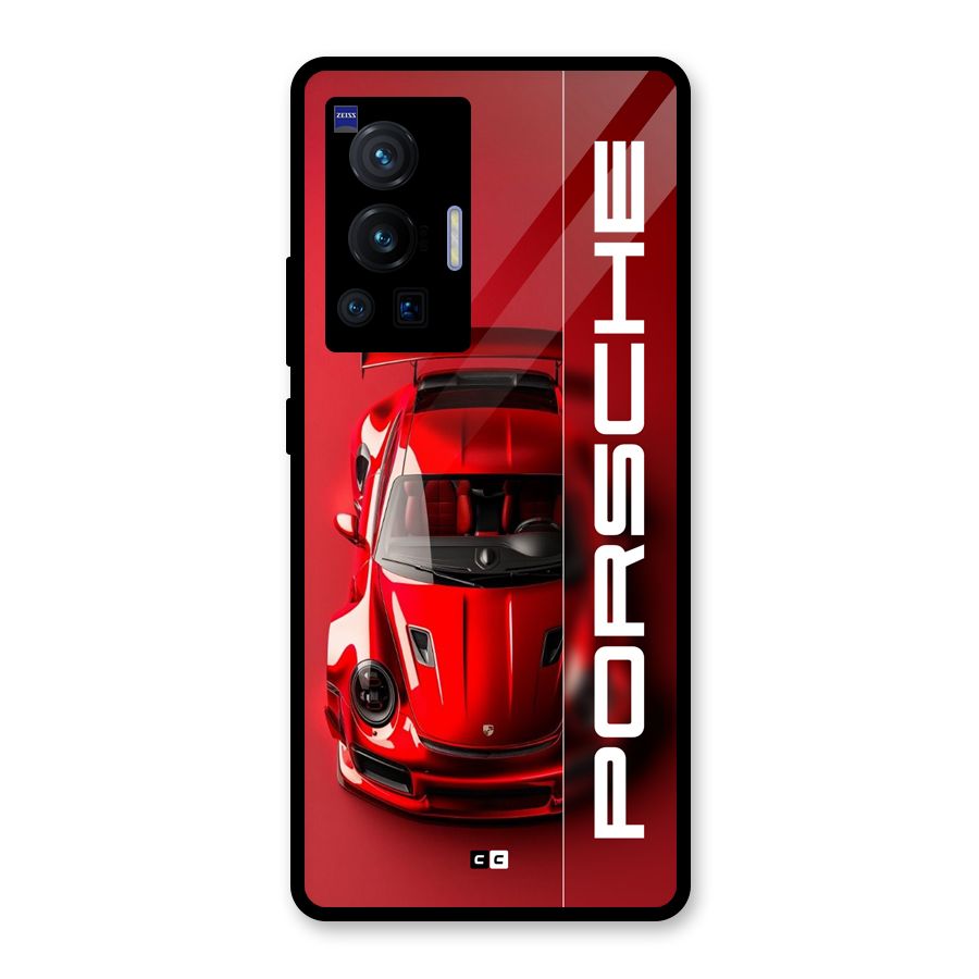 Red Porsche Glass Back Case for Vivo X70 Pro