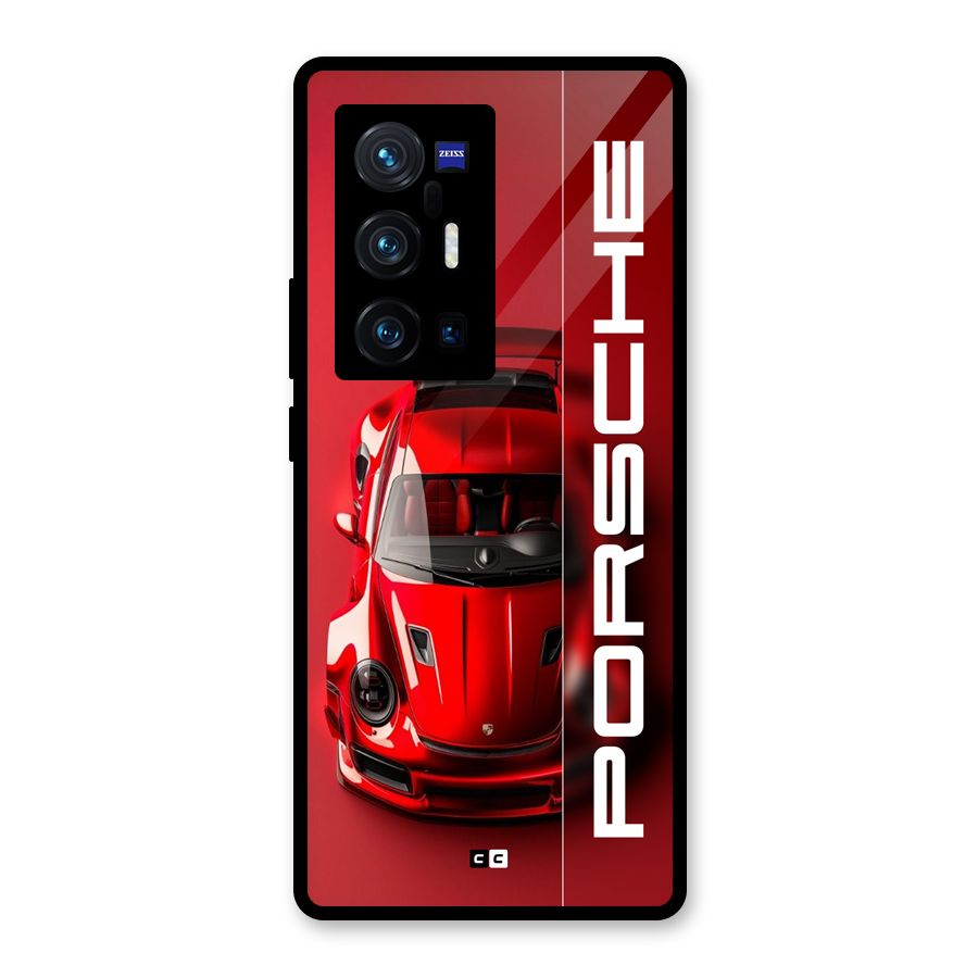 Red Porsche Glass Back Case for Vivo X70 Pro Plus