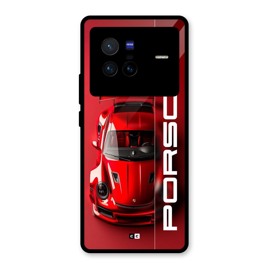 Red Porsche Glass Back Case for Vivo X80