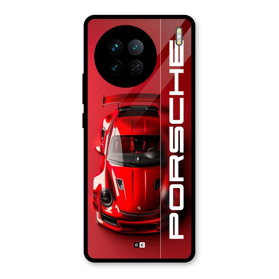 Red Porsche Glass Back Case for Vivo X90