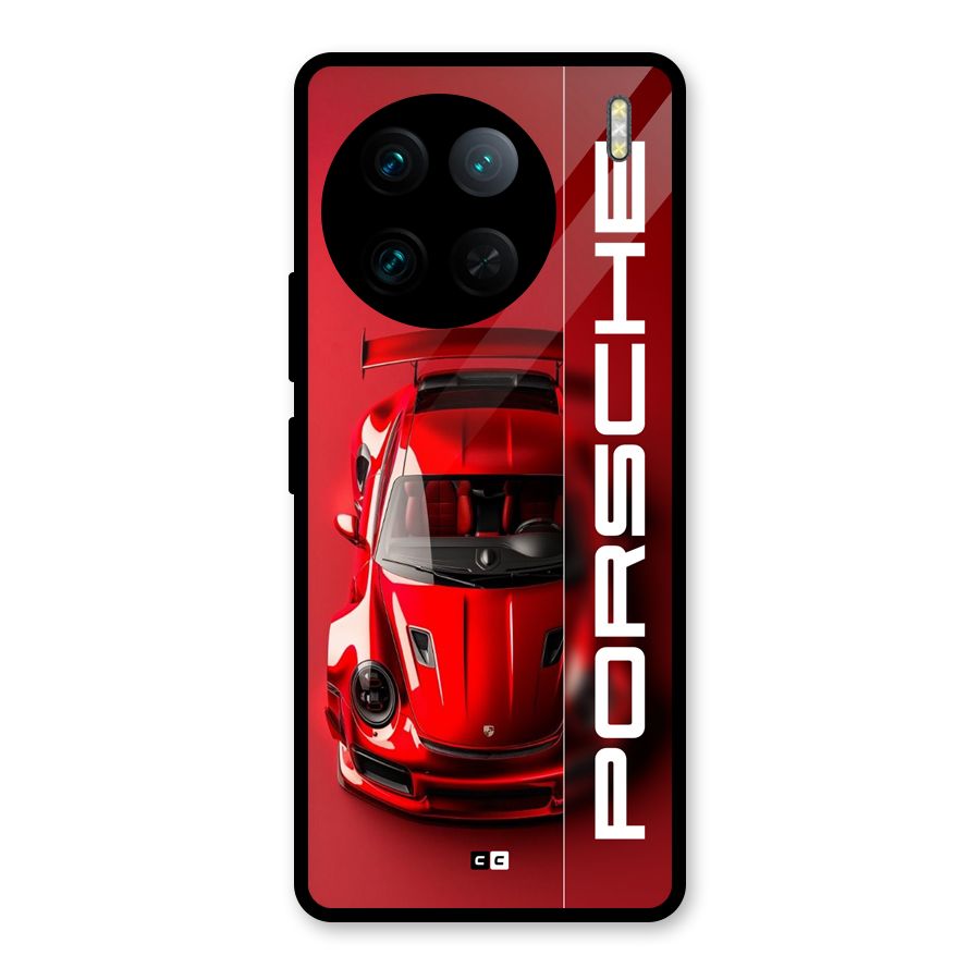 Red Porsche Glass Back Case for Vivo X90 Pro