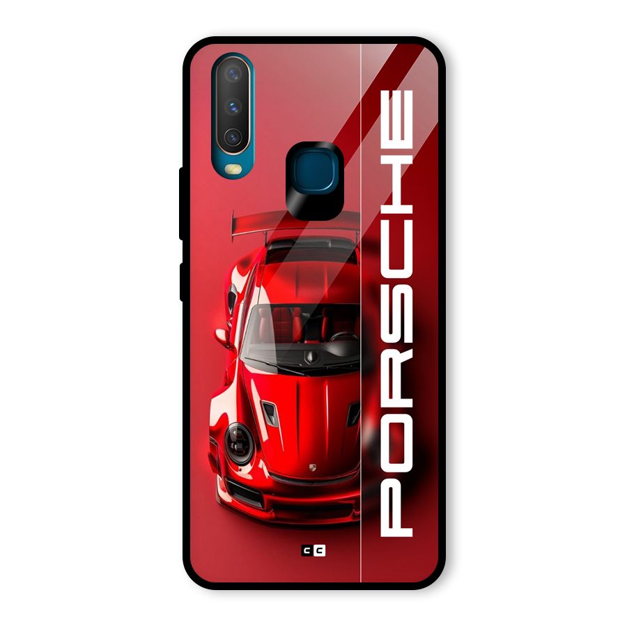 Red Porsche Glass Back Case for Vivo Y15
