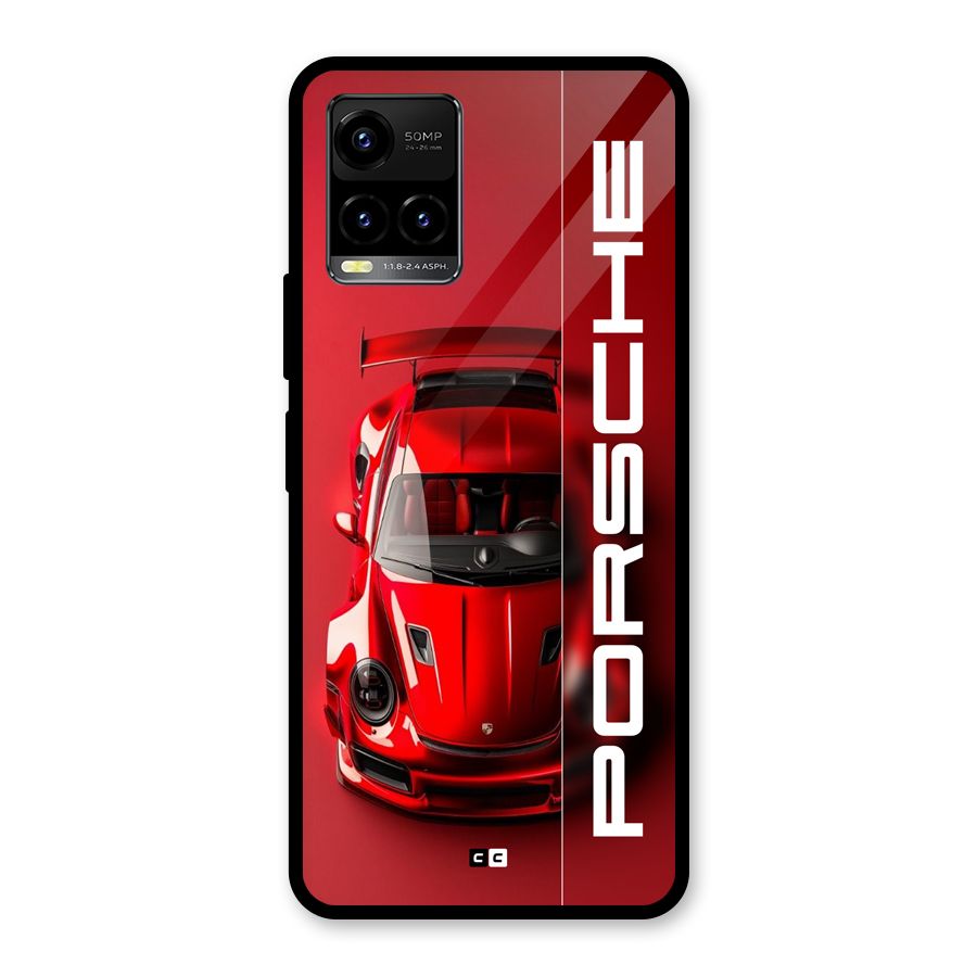 Red Porsche Glass Back Case for Vivo Y21T