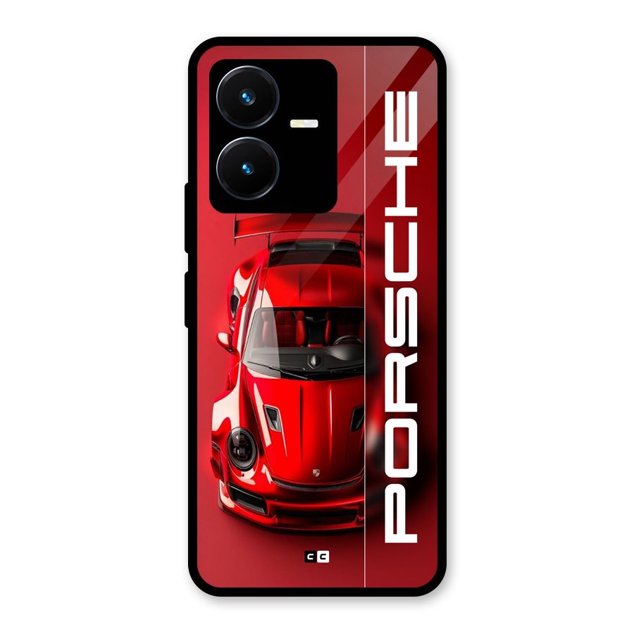Red Porsche Glass Back Case for Vivo Y22
