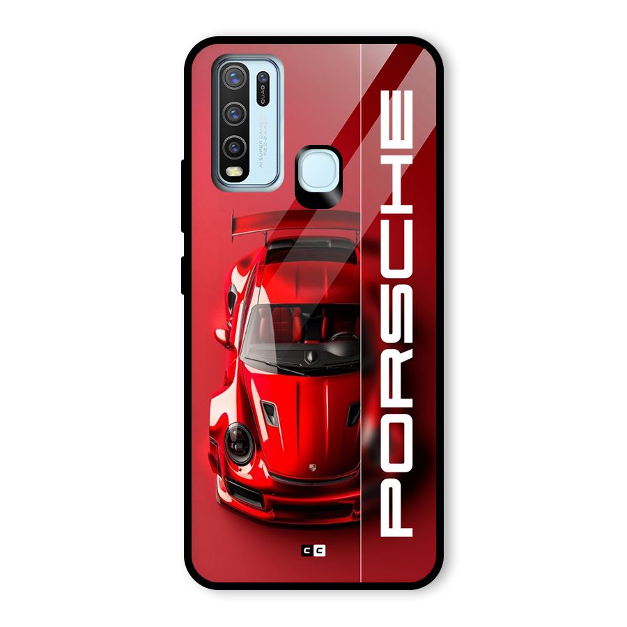 Red Porsche Glass Back Case for Vivo Y30