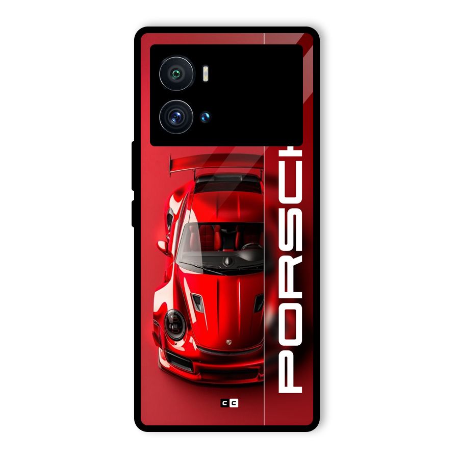 Red Porsche Glass Back Case for Vivo iQOO 9 Pro