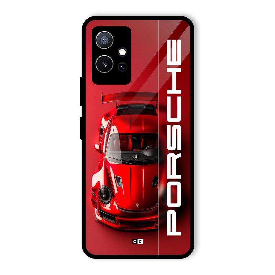 Red Porsche Glass Back Case for Vivo iQOO Z6