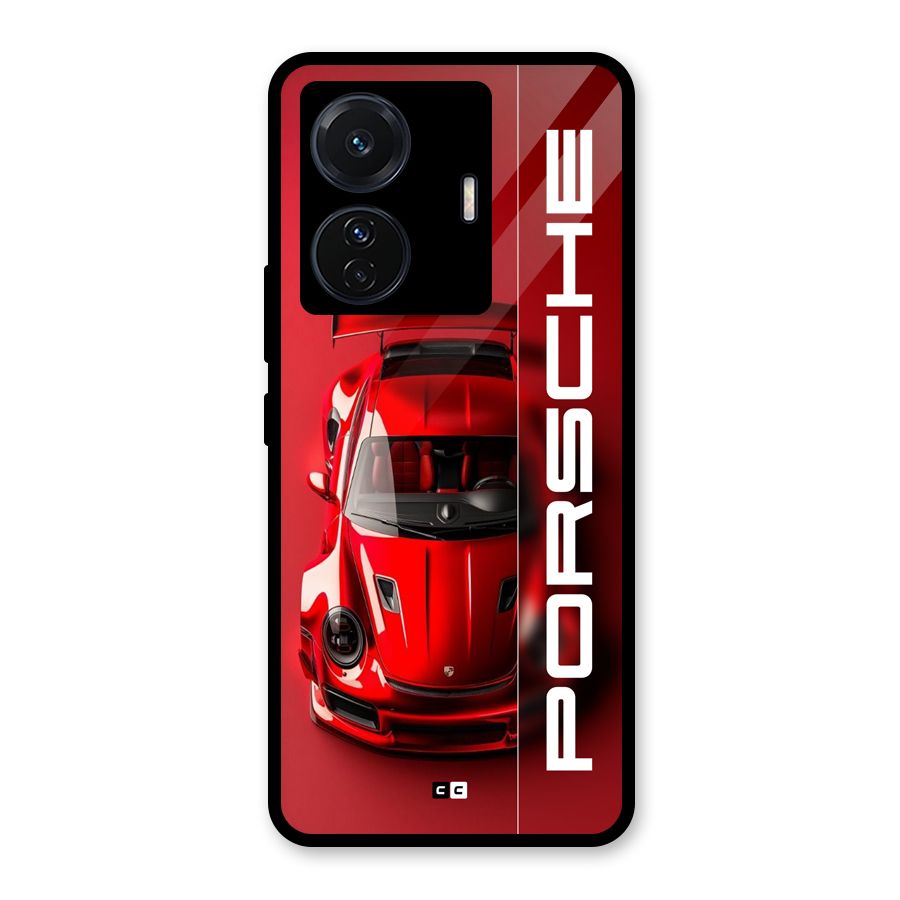 Red Porsche Glass Back Case for Vivo iQOO Z6 Pro