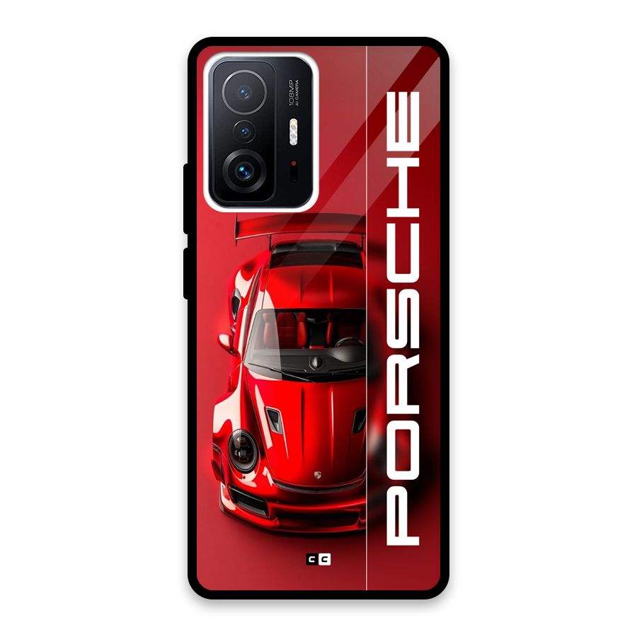Red Porsche Glass Back Case for Xiaomi 11T Pro