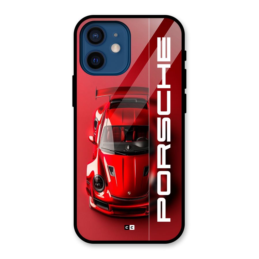 Red Porsche Glass Back Case for iPhone 12 Mini