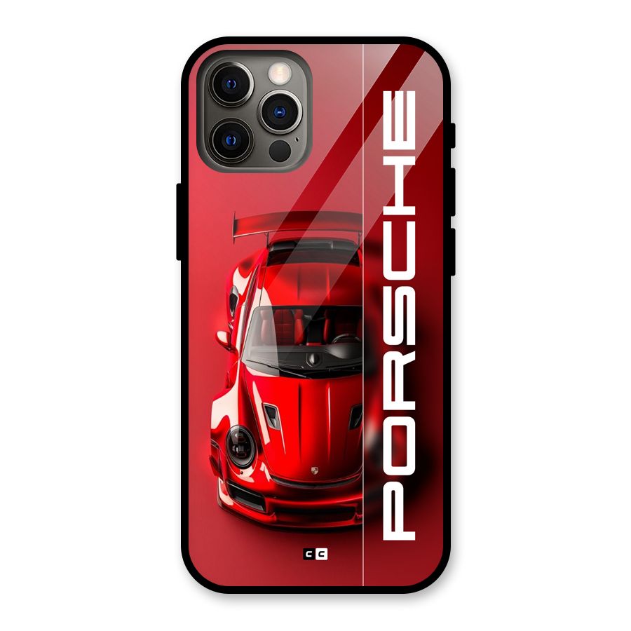 Red Porsche Glass Back Case for iPhone 12 Pro