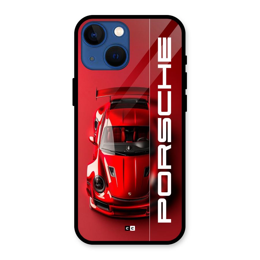 Red Porsche Glass Back Case for iPhone 13 Mini