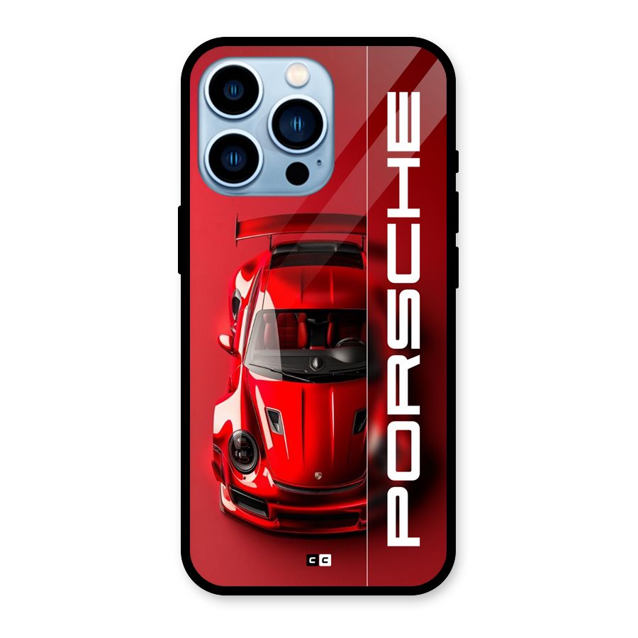 Red Porsche Glass Back Case for iPhone 13 Pro