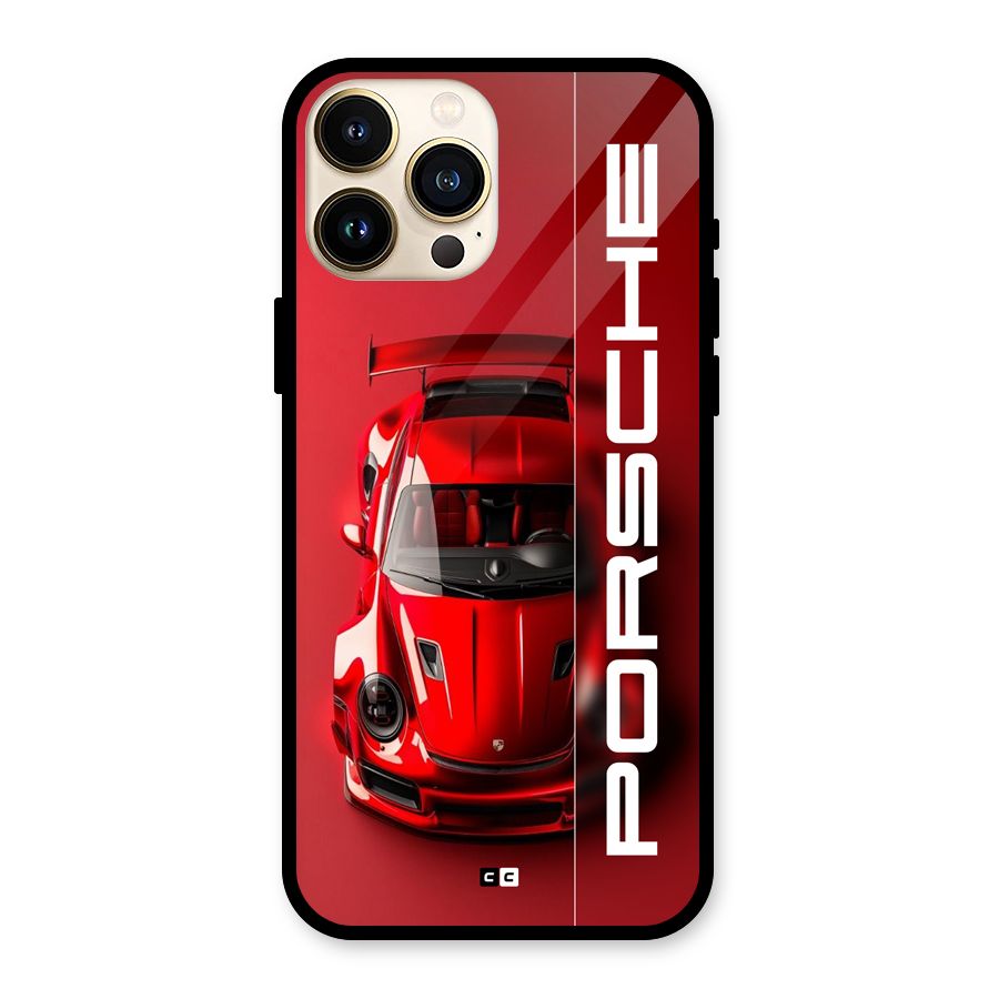 Red Porsche Glass Back Case for iPhone 13 Pro Max