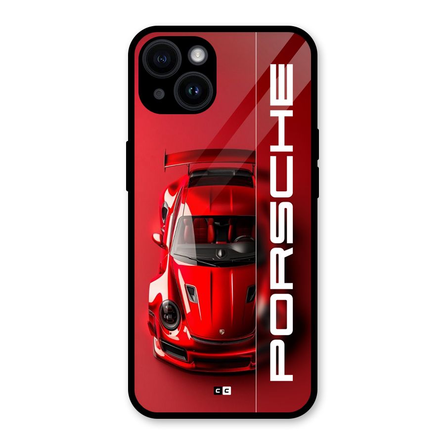 Red Porsche Glass Back Case for iPhone 14