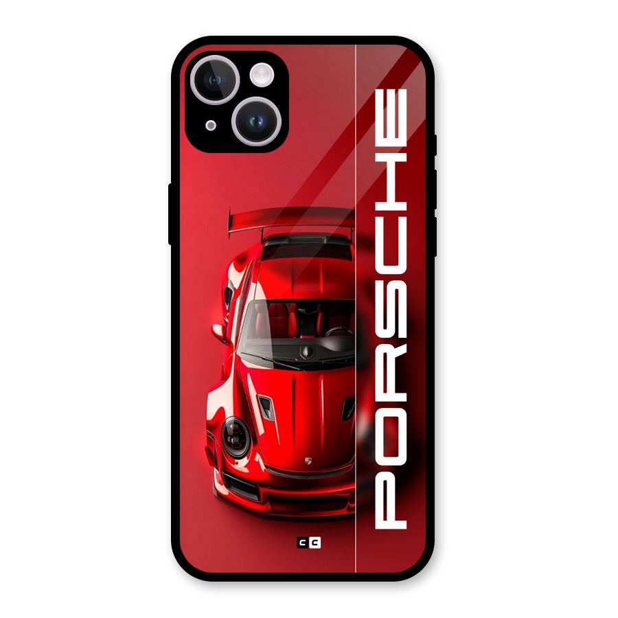 Red Porsche Glass Back Case for iPhone 14 Plus