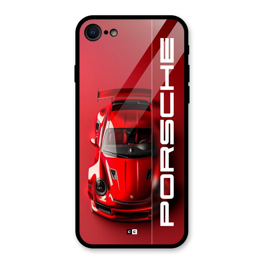 Red Porsche Glass Back Case for iPhone SE 2020