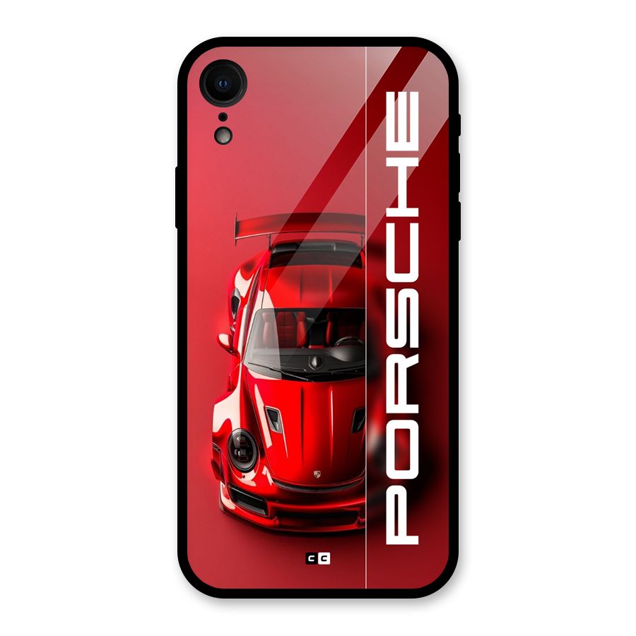 Red Porsche Glass Back Case for iPhone XR